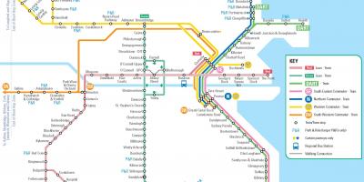 Kaart van Dublin treinstations