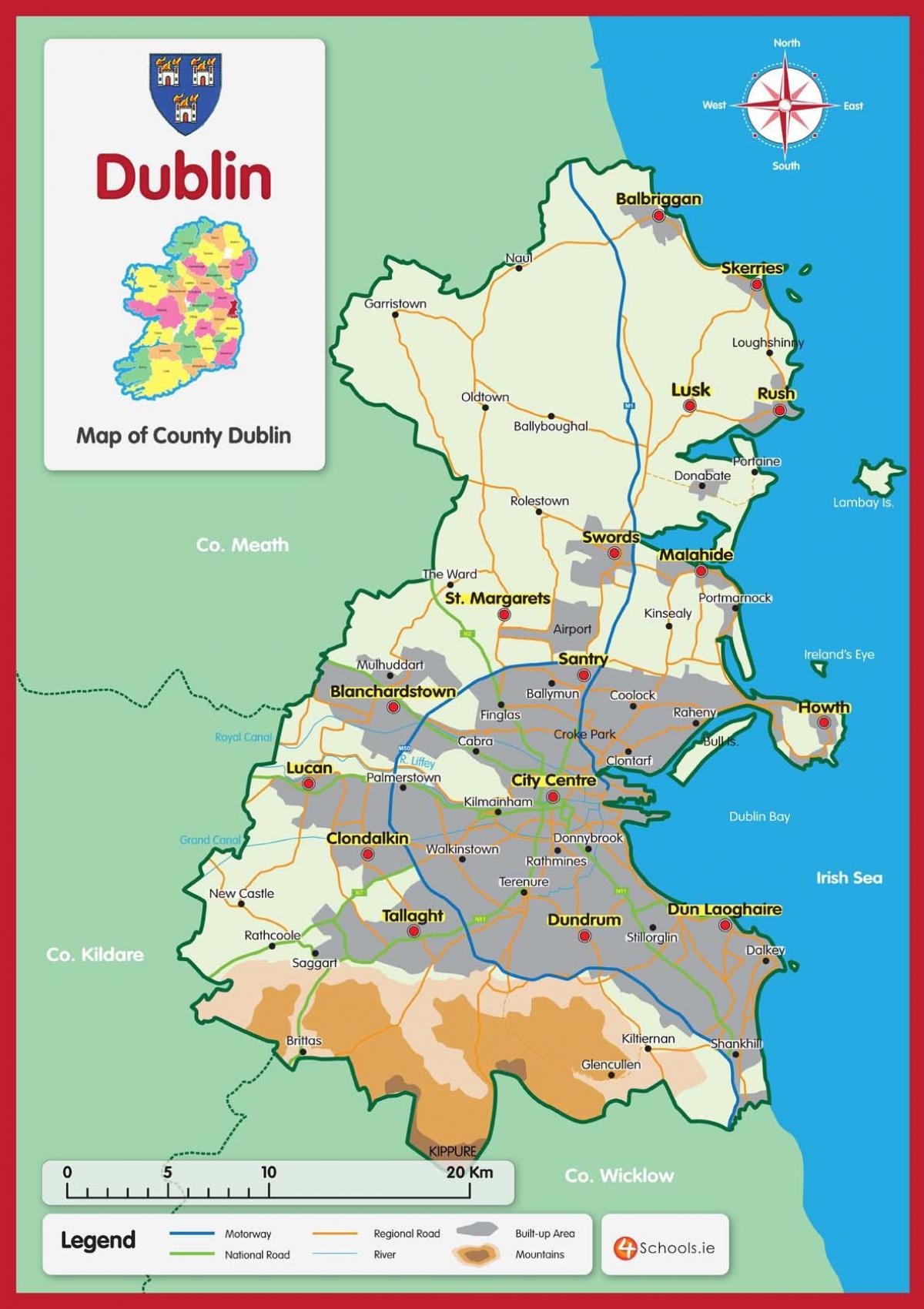 kaart van Dublin county