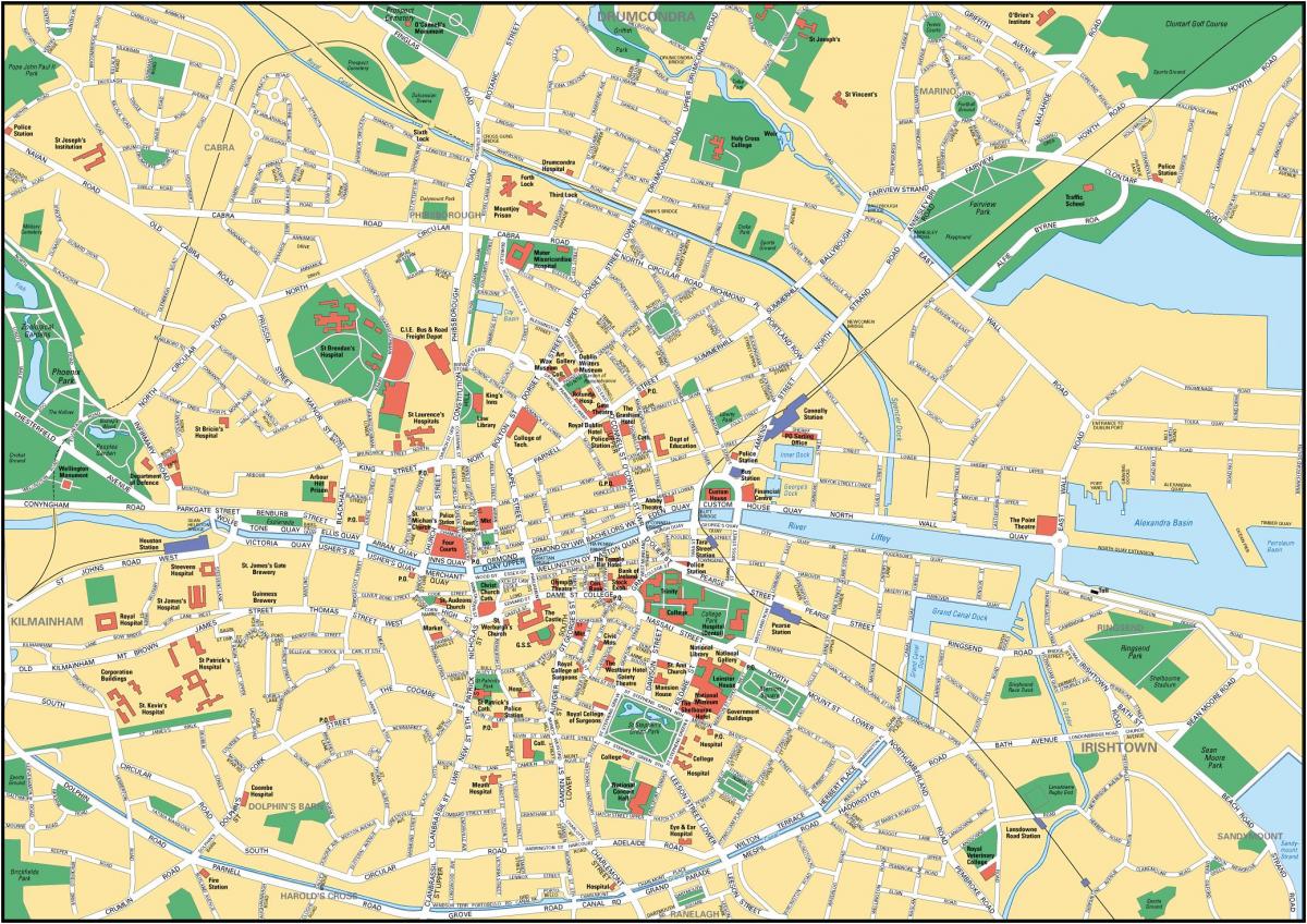 Dublin op een kaart