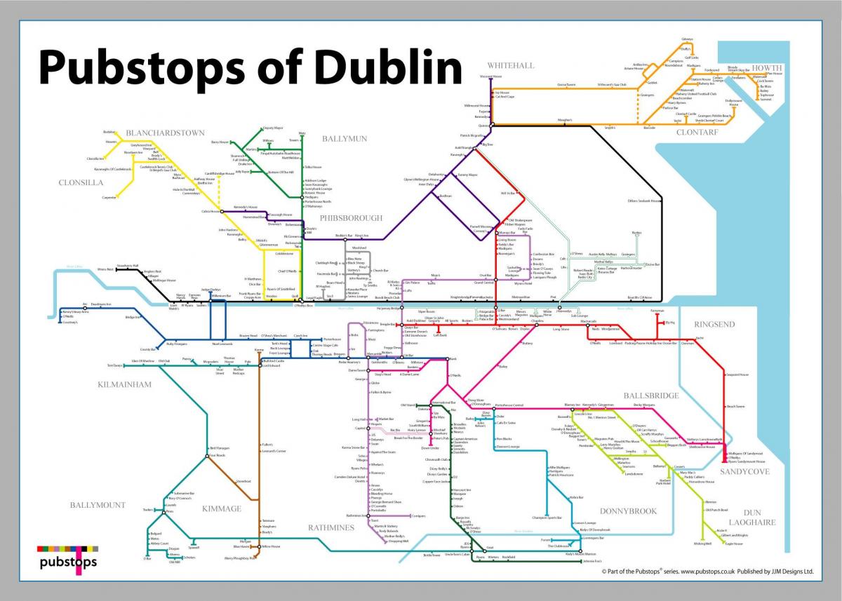 kaart van de pubs van Dublin