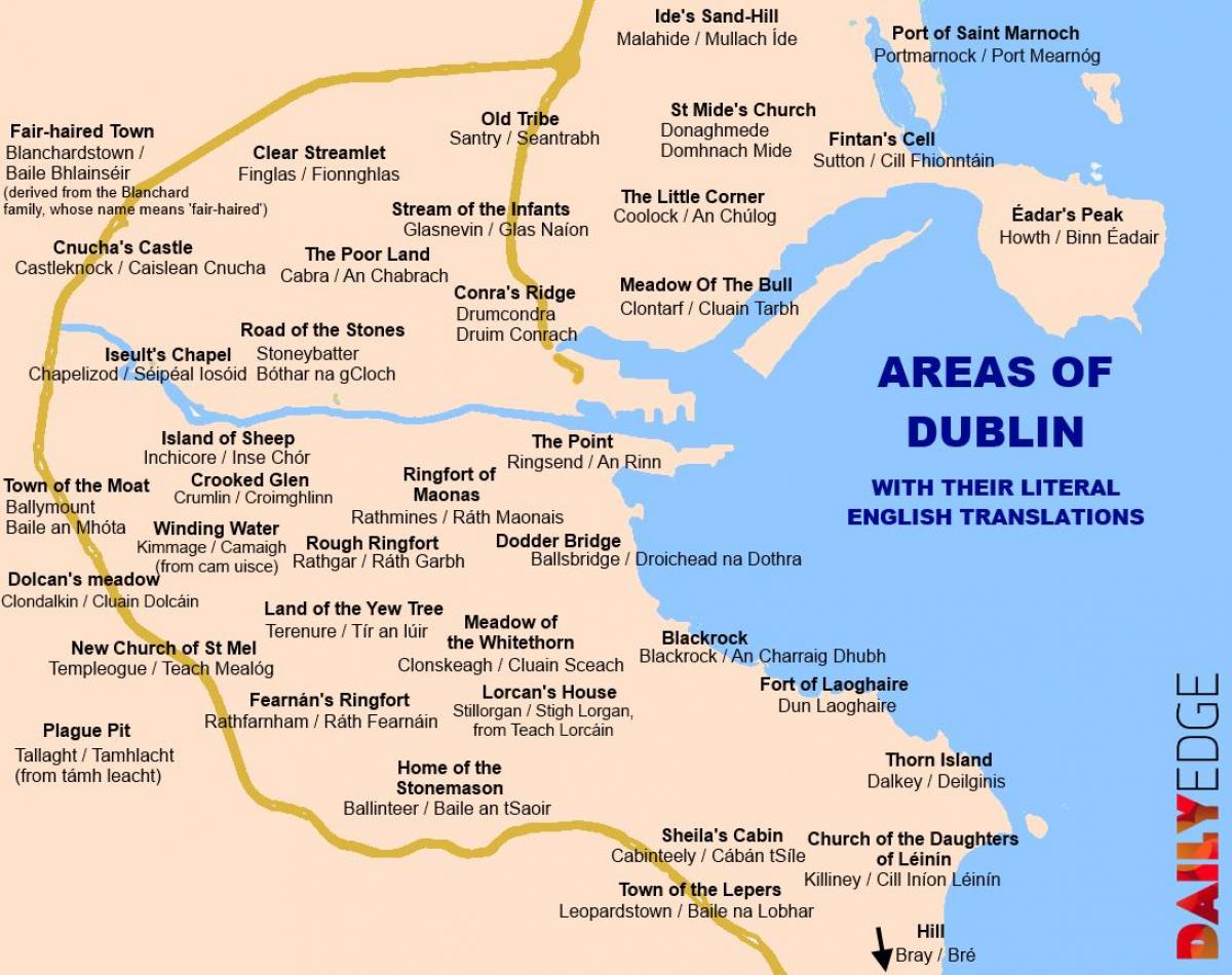 kaart van Dublin voorsteden