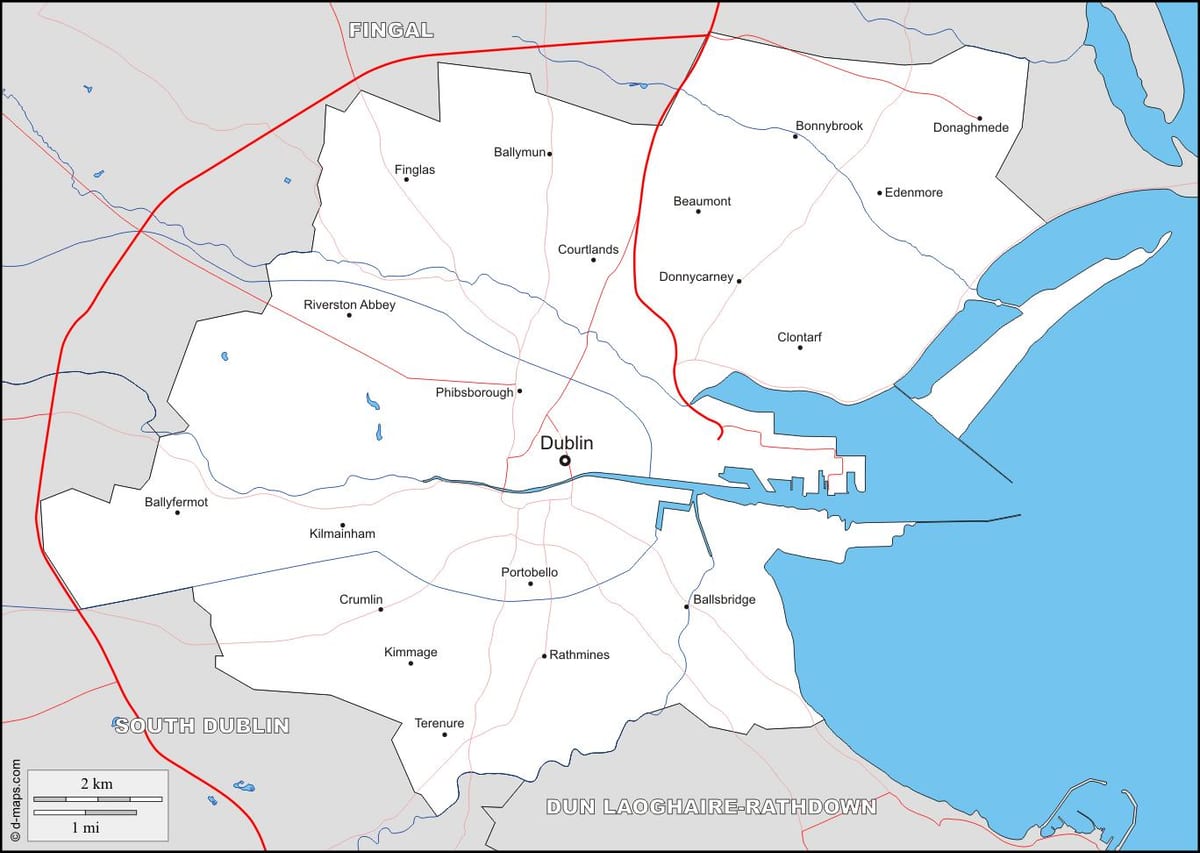 kaart van Dublin wijken