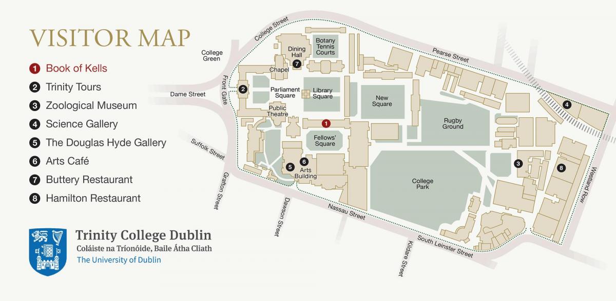 kaart van Trinity College