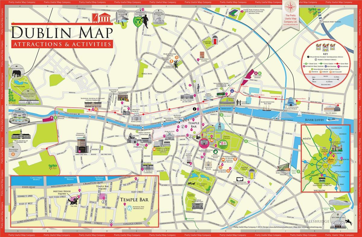 Het centrum van Dublin kaart bekijken