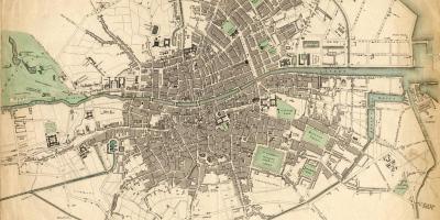 Kaart van Dublin in 1916