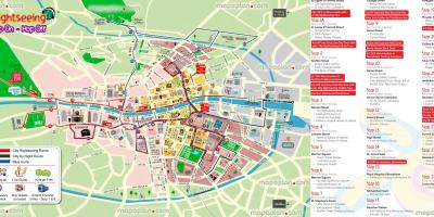 Dublin Hop-on-hop-off bus route kaart