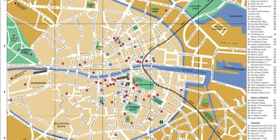 Kaart van het centrum van Dublin