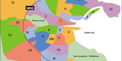 Kaart van Dublin gebieden